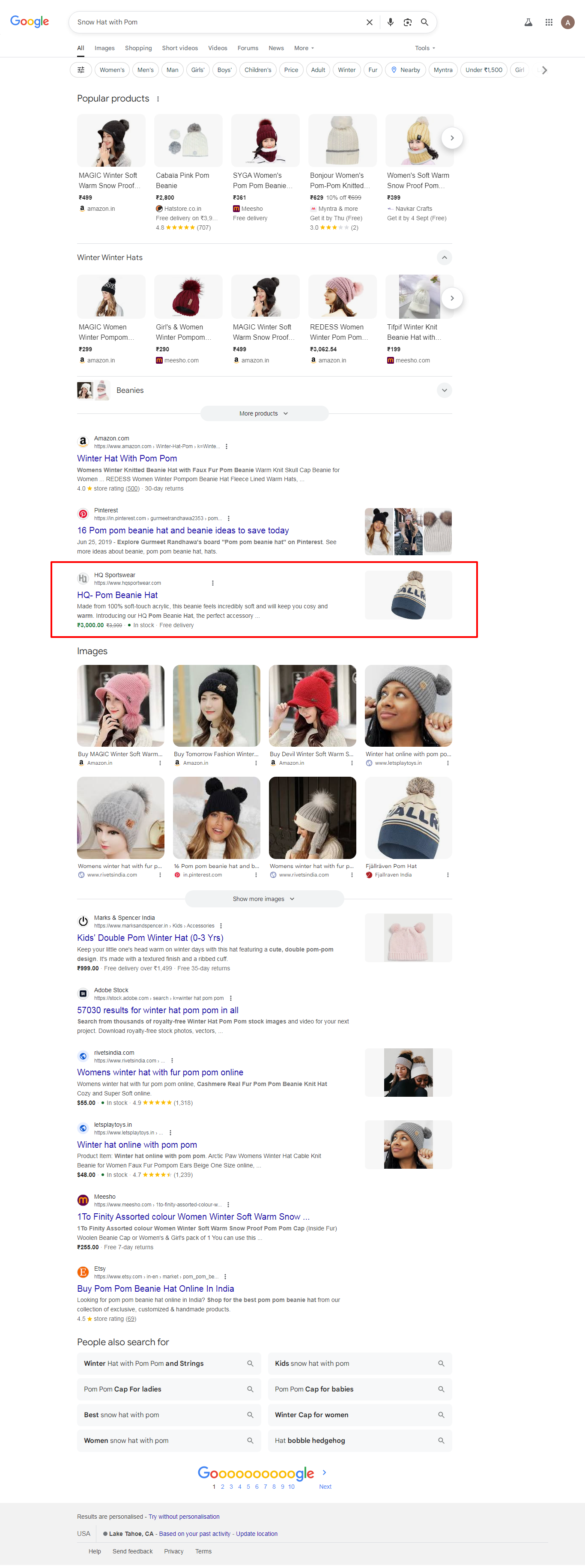 Snow Hat with Pom
